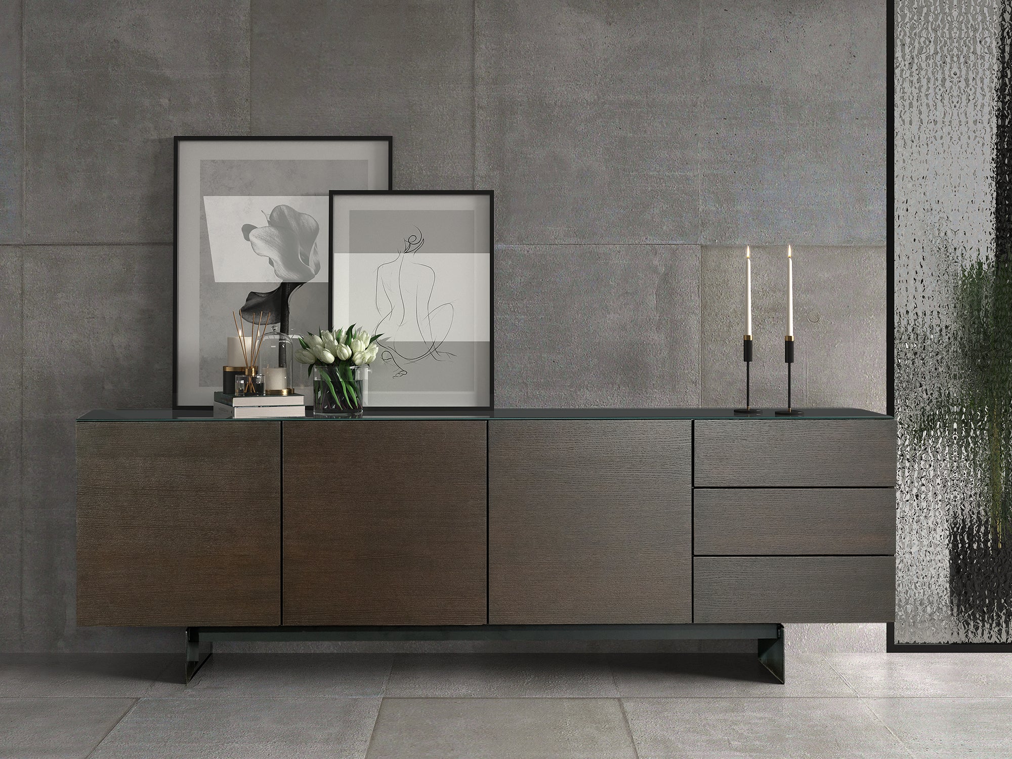 Elegance Glass Top Console