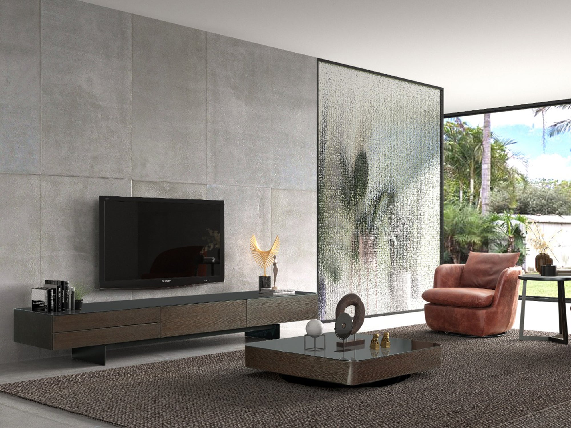 Elegance Glass Top TV Unit