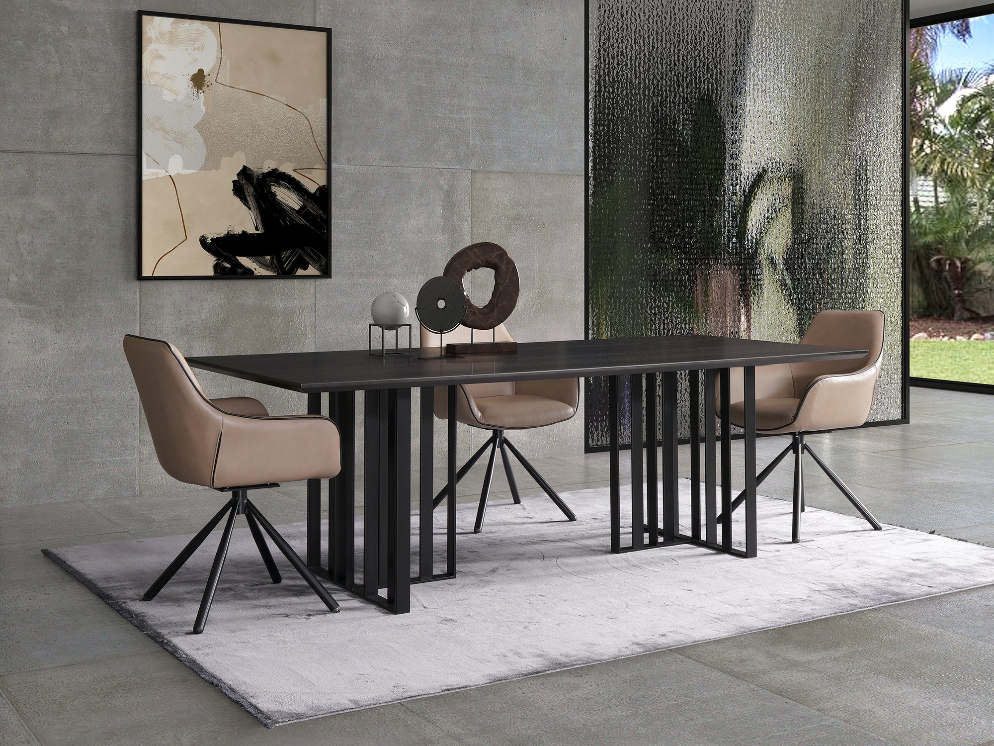 Tivat Alexander Black Mermer Tablalı Yemek Masası