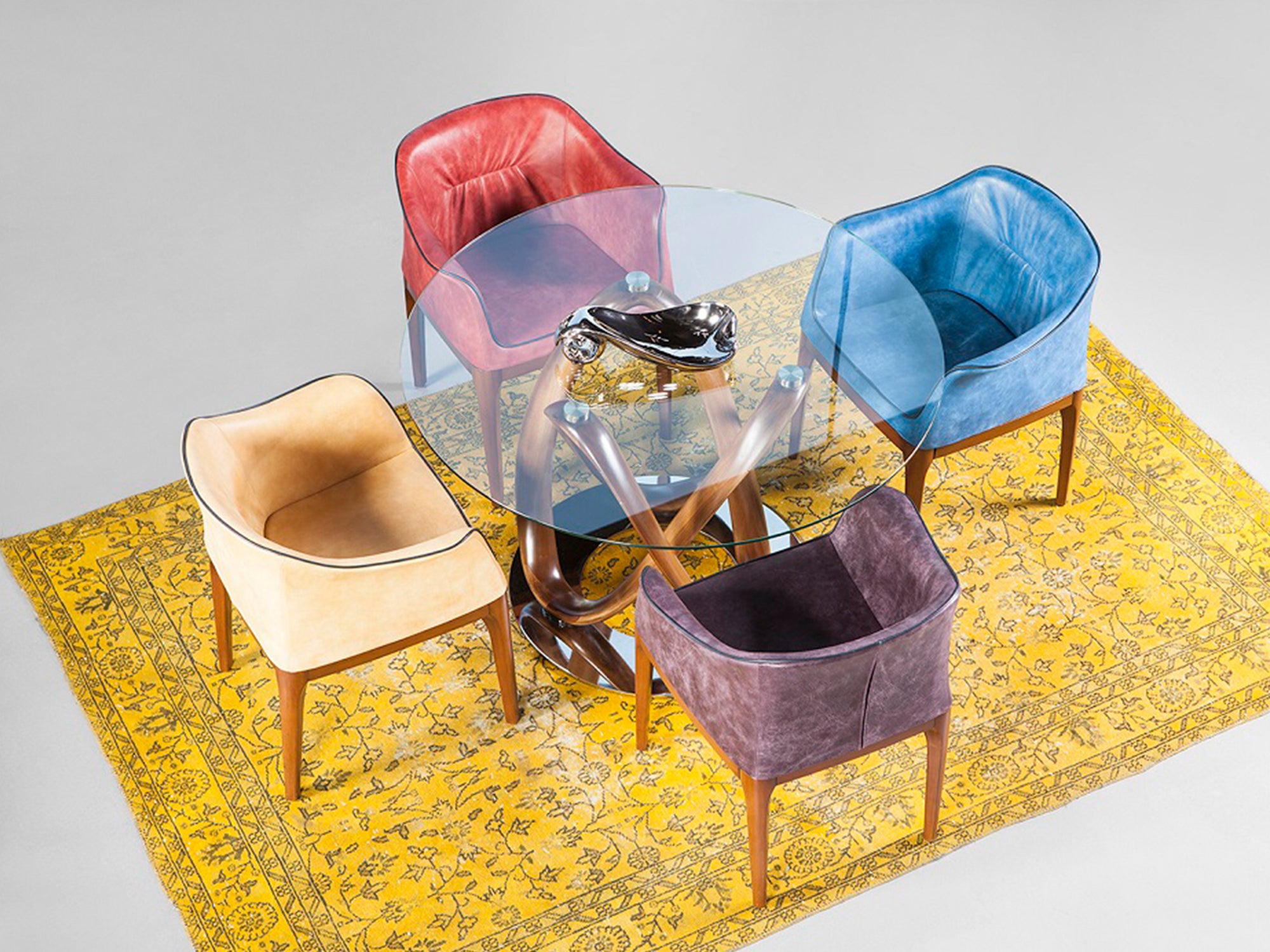 Avva Yuvarlak Camlı Yemek Masası