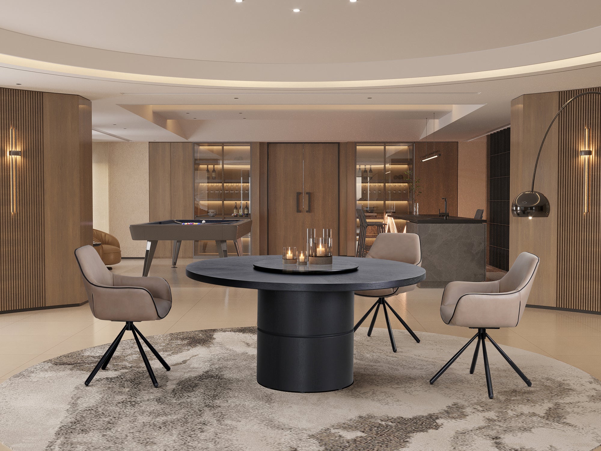 Ora Ahşap Tablalı Yuvarlak Yemek Masası