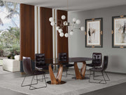 Nandi Yuvarlak Cam Tablalı Yemek Masası