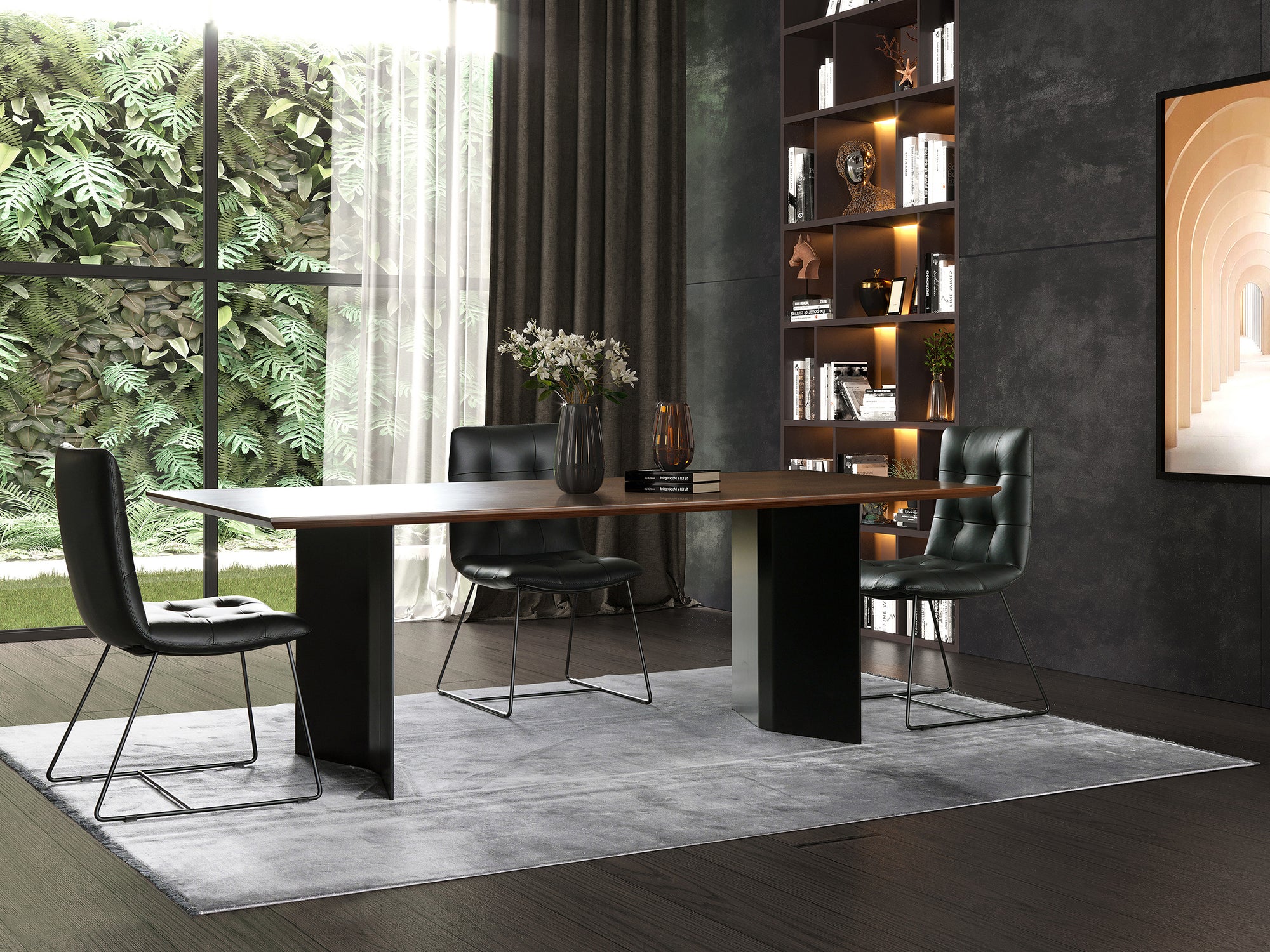 Zora Emperador Dark Mermer Tablalı Yemek Masası