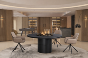 Lorient Emperador Dark Marble Round Dining Table with Turntable