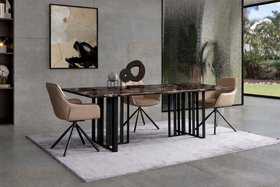 Elegance Emperador Dark Marble Top Dining Table