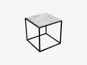 Cube Carrara Mermer Tablalı Yan Sehpa