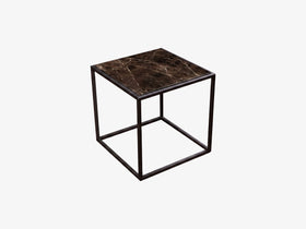 Cube Emperador Dark Marble Topped Side Table