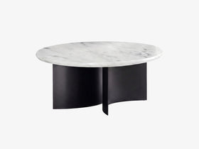 Zenit Oval Carrara Marble Topped Coffee Table